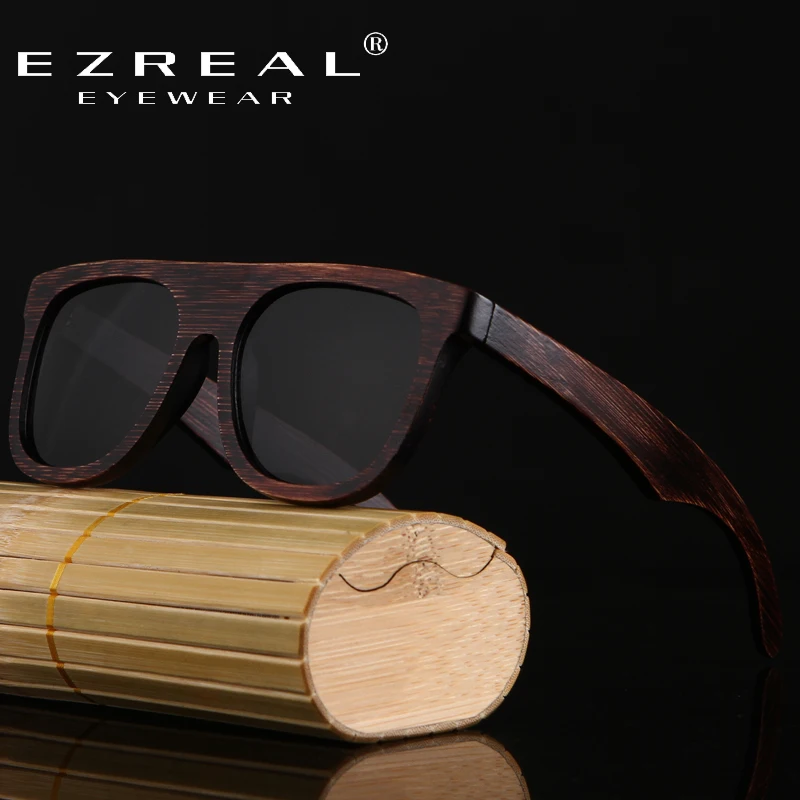 

EZREAL 2017 New Bamboo Sunglasses Men Sunglasses wood Brand Designer Women Mirror Original Eyewear Oculos de sol Masculino