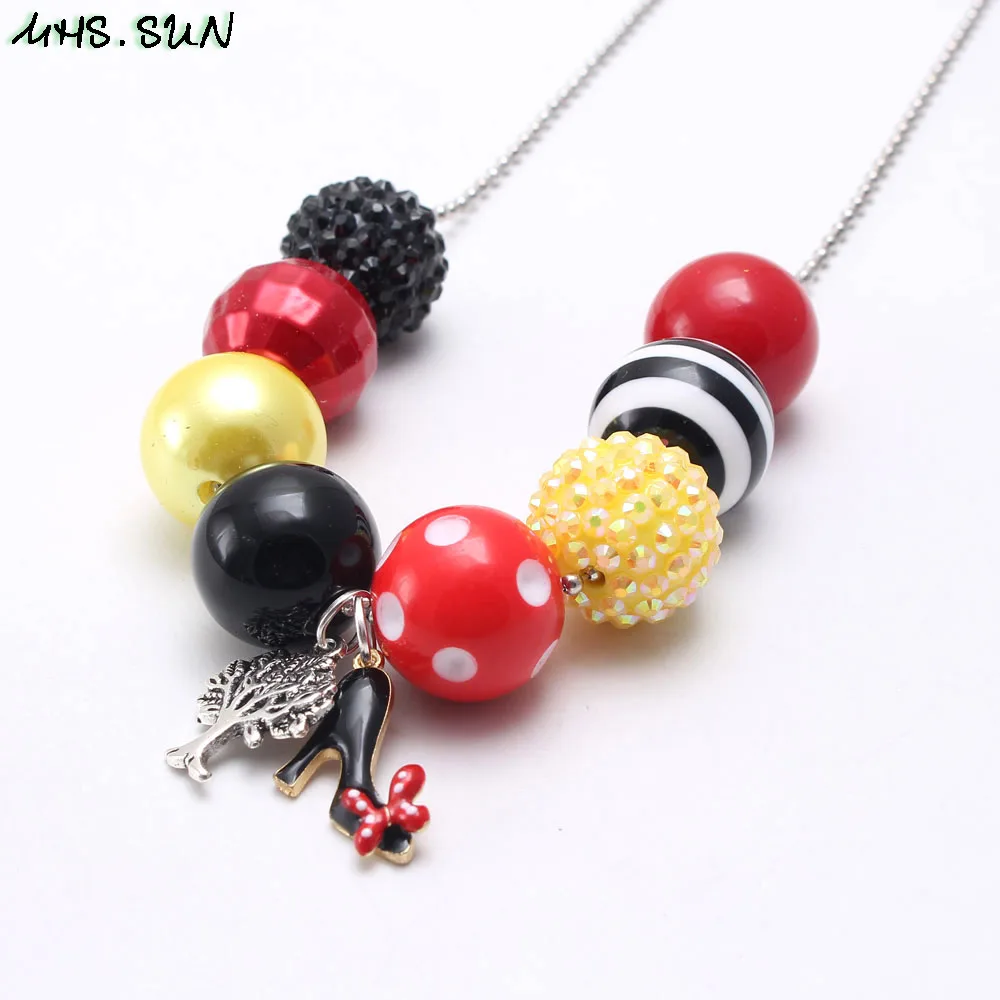 

MHS.SUN Cute Design Baby Girls Beads Necklace Fashion Long Chain Necklace With High Heels Pendant For Child Kids Party Gift 1Pcs
