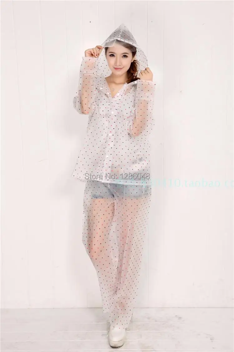 Free shipping outdoor waterproof rain suits hooded clear plastic with