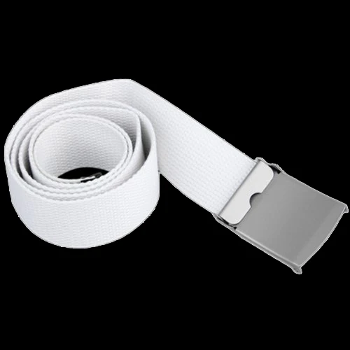 white fabric belt