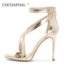 COCOAFOAL/женские свадебные босоножки золотистого цвета босоножки на высоком каблуке 11 см размера плюс 33-43 пикантные вечерние летние туфли-лодочки серебристого цвета с закрытым носком