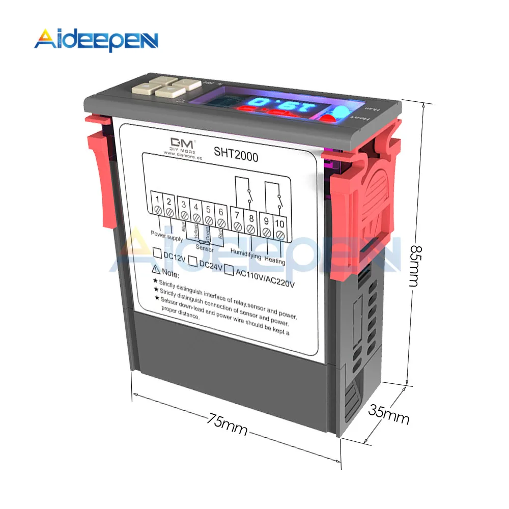 SHT2000 220 В цифровой термостат гигростат регулятор температуры и влажности Регулятор терморегулятор гигрометр переменного тока 110 В-230 В 10 А