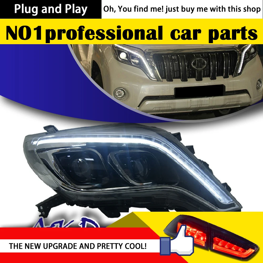 

One-Stop Shopping Styling Prado Headlights New Prado LED Headlight DRL Lens Double Beam H7 HID Xenon Car Accessories