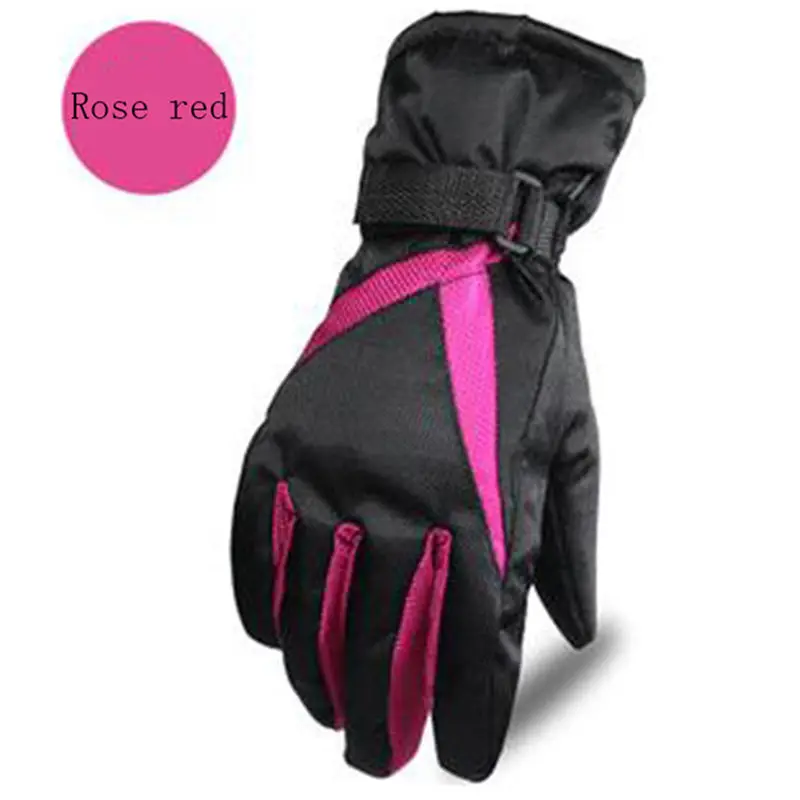 Женские зимние теплые перчатки ветрозащитные мотоциклетные перчатки для катания на лыжах зимние походные перчатки для верховой езды - Цвет: Rose red