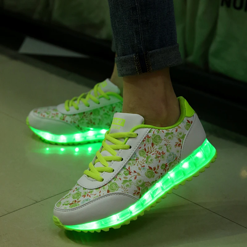 7 kleur mannen vrouwen kleurrijke led licht schoenen gloeiende