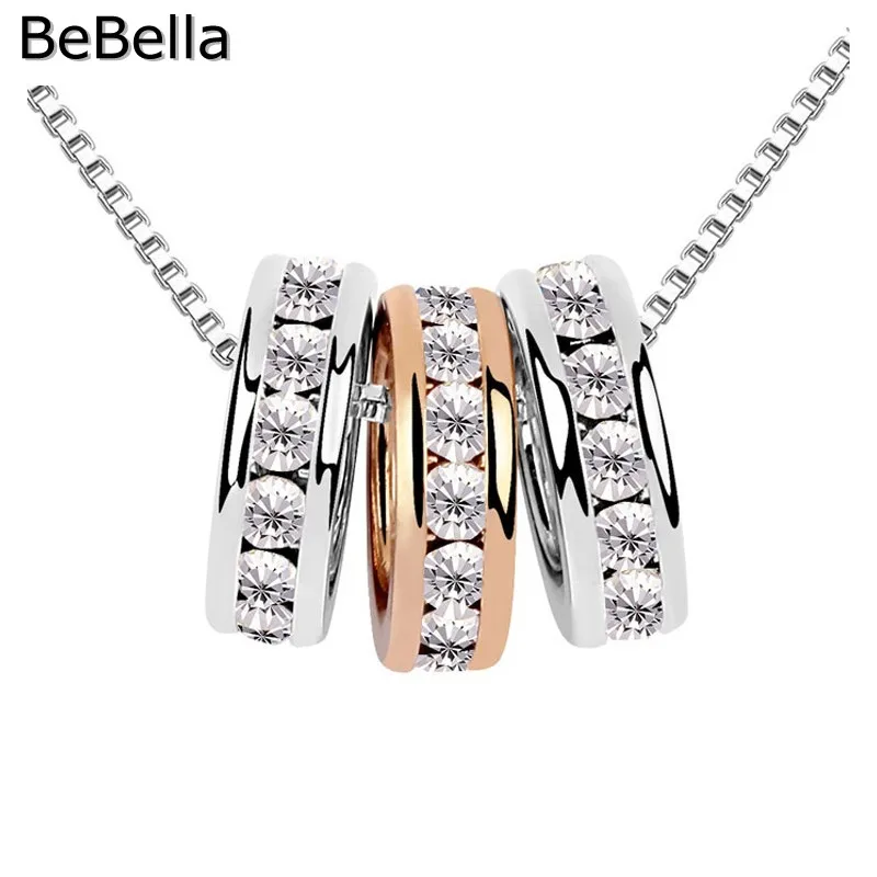 

BeBella 3 beads pendant necklace with Czech crystals setting for women girl fashion crystal jewelry Christmas birthday gift 2018