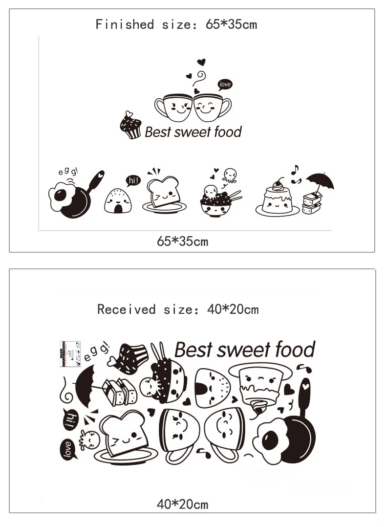 Kitchen Wall Stickers Coffee Sweet Food DIY Wall Art Decal Decoration Oven Dining Hall Wallpapers PVC Wall Decals/Adhesive