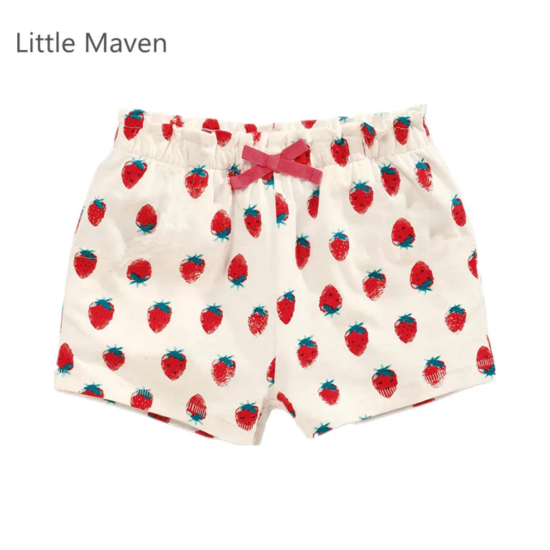 

Little Maven New Summer Brand Children Lovely Strawberry Printed Quality Cotton Knitted Girls Casual Elastic Waist Shorts
