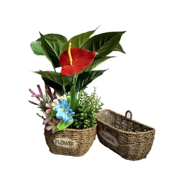 

Wall Hanging Vase Flower Pot Flower Basket Seaweed Woven Rattan Basket