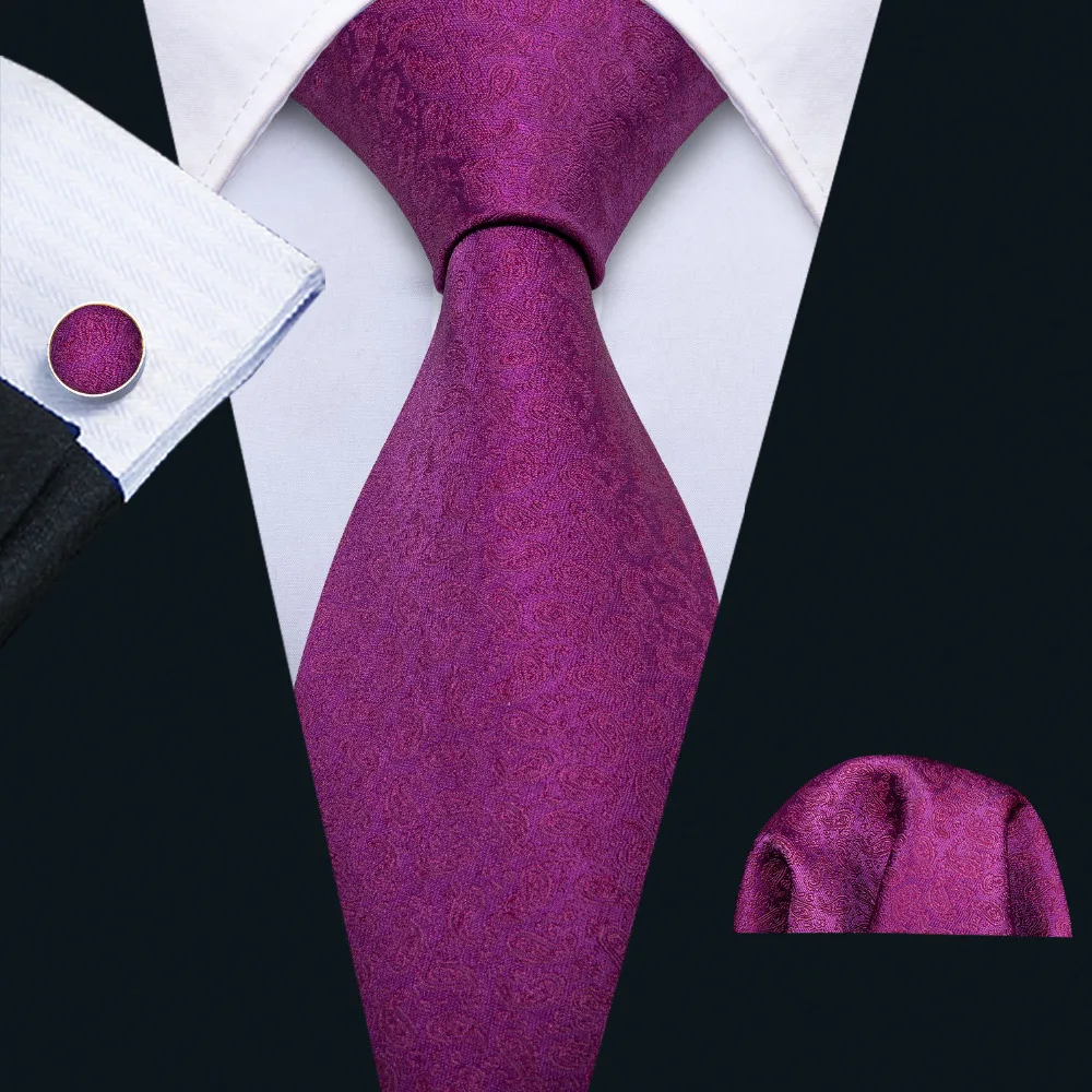 

2019 Barry.Wang Designer Rose Red paisley Wedding Tie Set 100% Silk Neck Ties For Men Gift Wedding Groom Business Party FA-5126