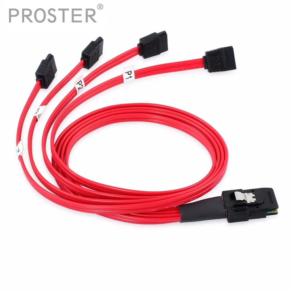Proster 50 Cm Mini SAS To 4 SATA Cable Adapter 10Gbps SAS SFF 8087