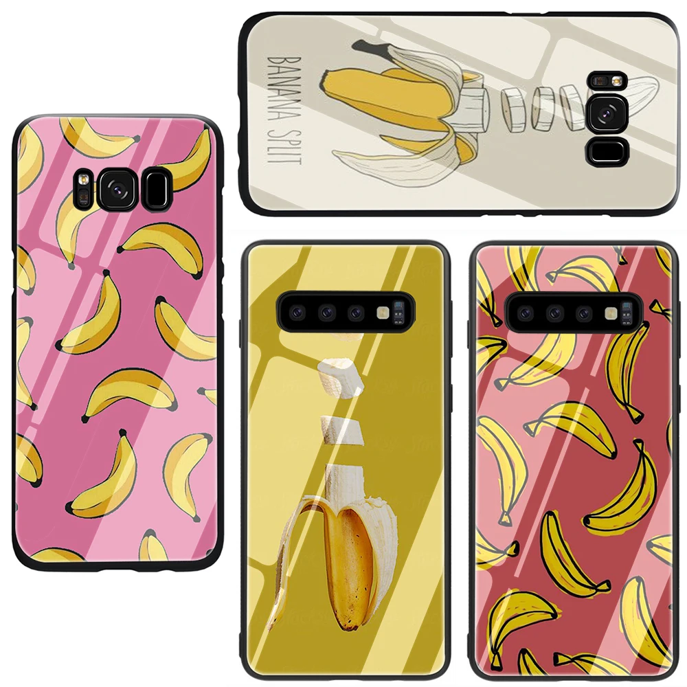 banana Tempered Glass Phone Cover Case for Samsung Galaxy S7 edge S8 9 10 Note 8 9 10 Plus A10 20 30 40 50 60 70