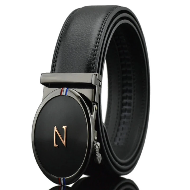 

110-150cm Men Belt 2018 Cowhide Genuine Leather Belts for Jeans Men Luxury Automatic Buckle Belts Brown Black Cinturones Hombre