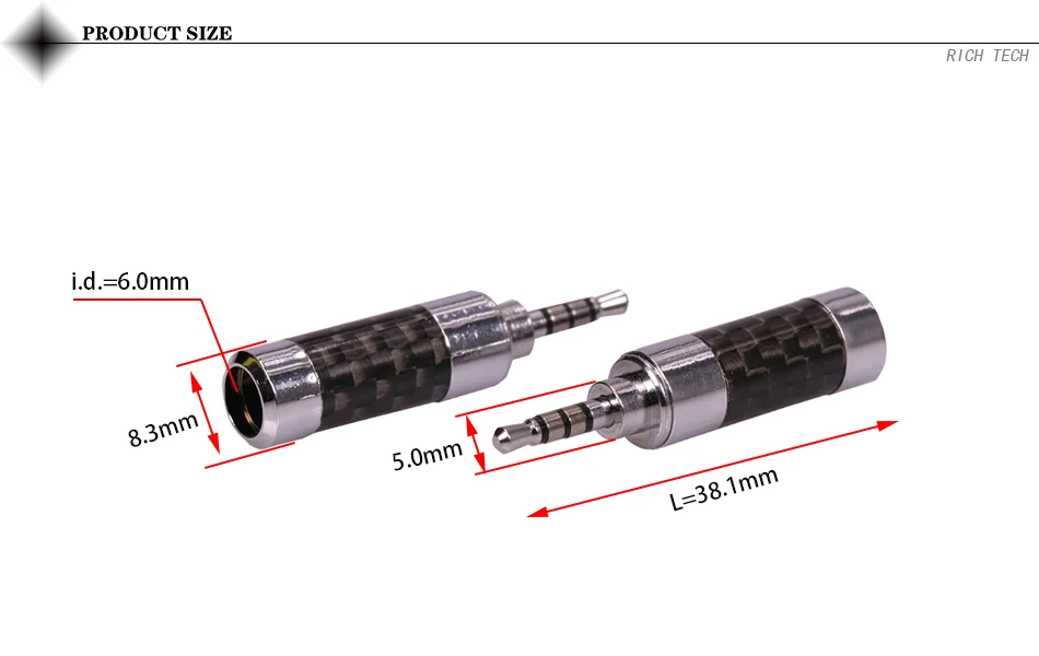 2 шт. отличный корпус из углеродного волокна 2,5 мм разъем никелированный 4 полюса TRRS 2,5 мм штекер DIY провода адаптер