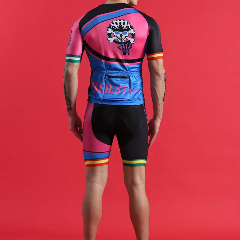 2019 men pink cycling jersey set ciclismo clothings hombre BOESTALK high quality summer triathlon suit bike clothes bicicleta