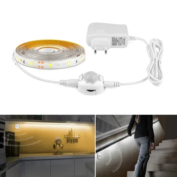 

AIMENGTE DC12V LED Strip Motion Sensor Light Auto ON/OFF Flexible LED Tape 1M 2M 3M 4M 5M SMD2835 Bed light with power supply