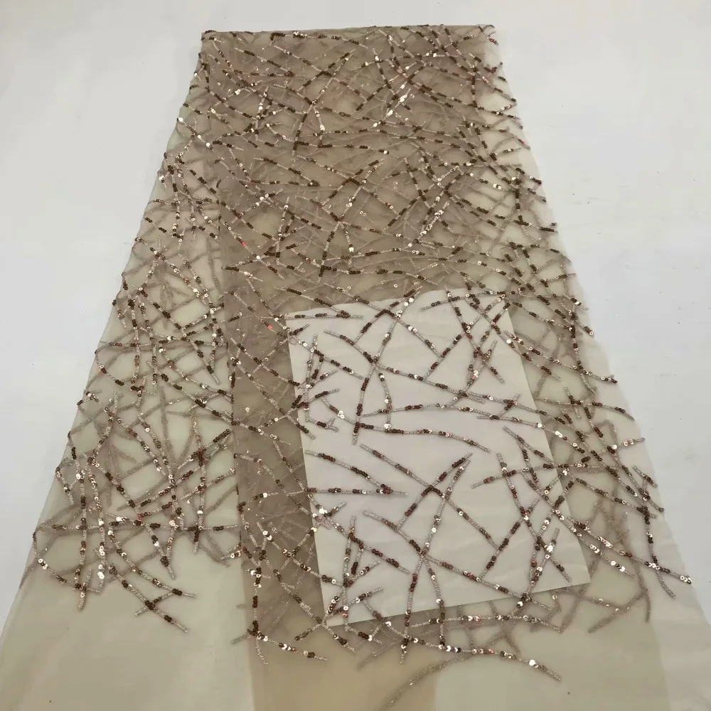 

2019 High quality nigerian french net lace african Sequins lace fabric for party dress, free shipping JRFAP281