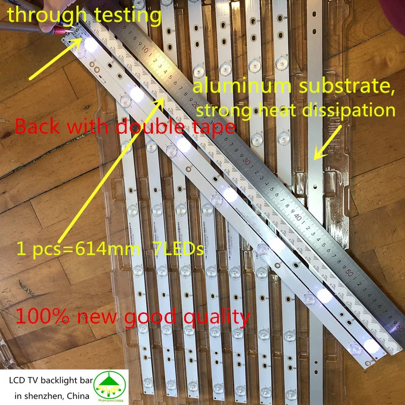 12 pcs/Lot 100%NEW 7LED 614mm TV LED backlight strips for BDM3201F 32PFK4309-TPV-TPT315B5 LBM320P0701-FC-2 TPT315B5