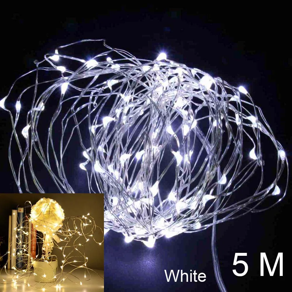 FENGRISE светодиодный светильник s свадебный декоративный светильник медная проволока струнный Сказочный светильник украшение на день рождения украшение на год - Цвет: 5m White