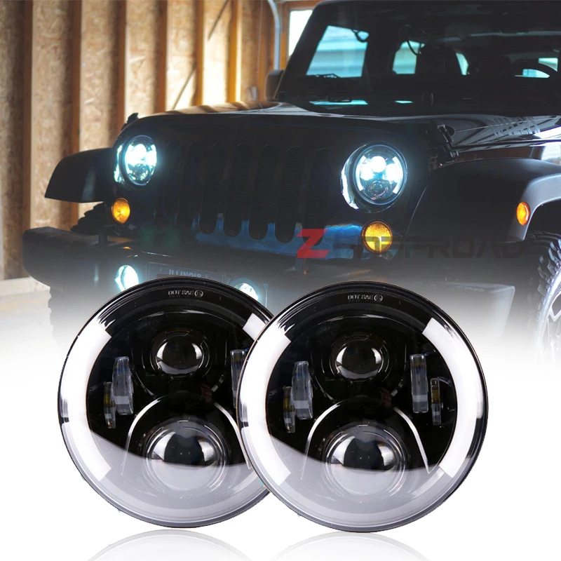

For Land Rover Defender Easy installment - Plug&Play headlamp 7" Round Led Headlights DRL & Hi/Lo Beam & Amber Turn Signal Light
