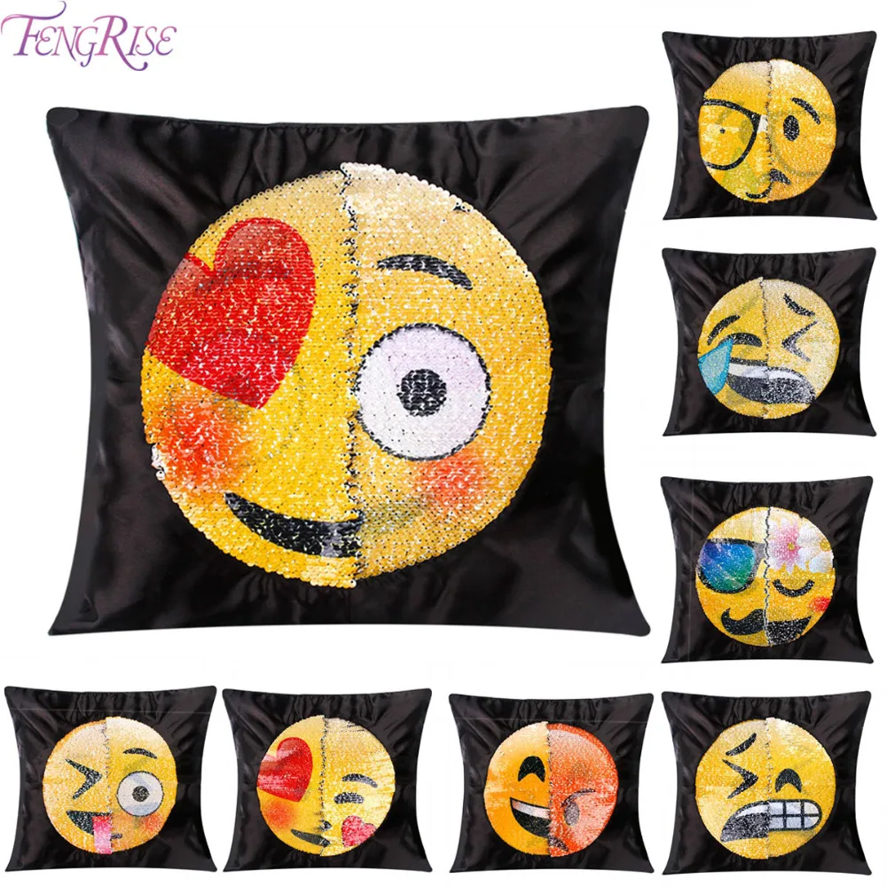 

FENGRISE Emoji Pillow Cover Wedding Favors and Gifts Kids Smiley Faces Emoji Cushion Cover Birthday Party Decorative Pillowcase