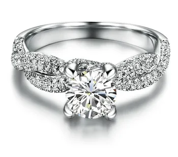 

D VVS1 2CT Moissanite Wedding Ring Solid 14K White Gold Hand Made Fine Engagement Jewelry For Bridal