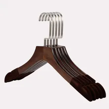 12 Pcs Anti-slip Solid Wood Clothes Hangers with Velvet Flocked, Walnut Non Slip Shirt Coats Shirts Hanger Rack with Notches