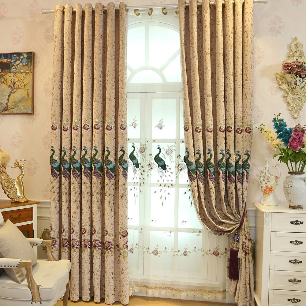 European high end embroidery embroidery curtains shade living room floor bedroom curtains and