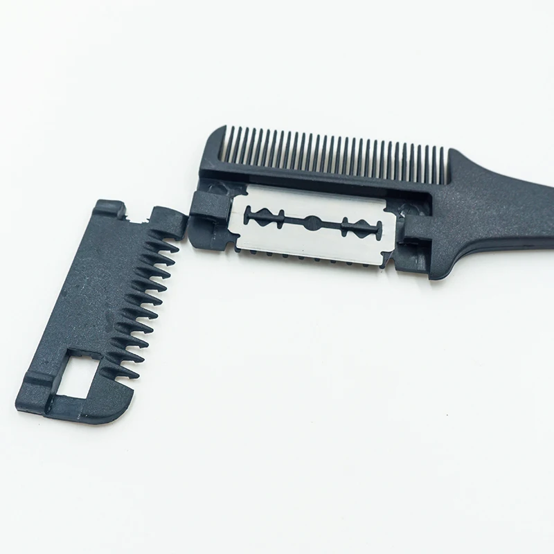 Hair Cutting Comb Black Handle Hair Brushes with Razor Blades Cutting