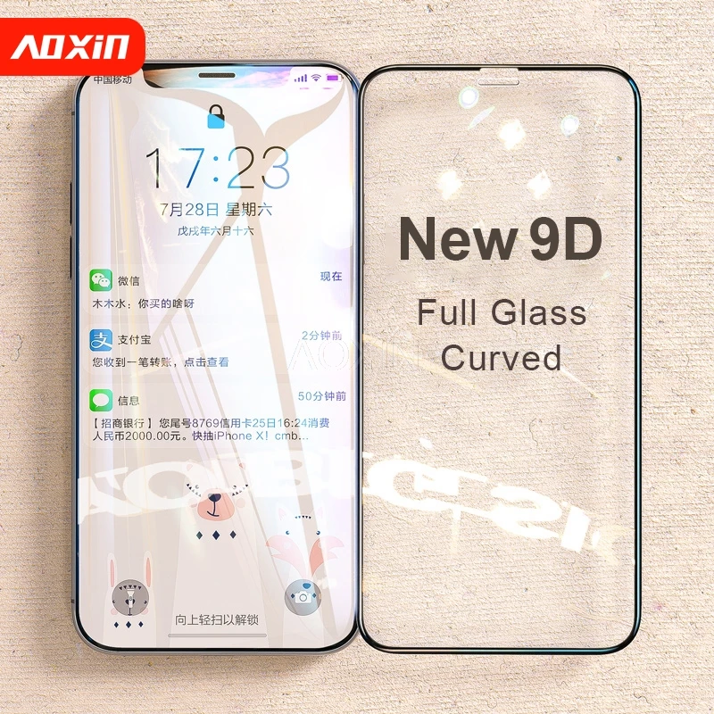 AOXIN 6D полное покрытие закаленное стекло для Apple iPhone 5s SE 6 6s 7 8 Plus X Xs 11 Pro Max XR защита