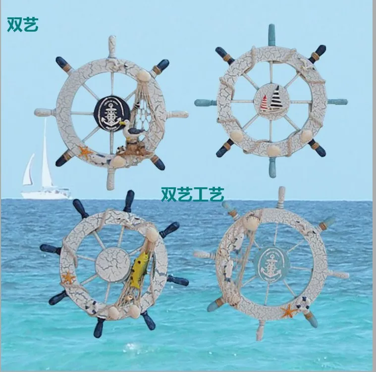 

Ship Helmsman Mediterranean Wall Hanging Decoration Wood Crafts Home Bar Ship Helmship Wall Hanging Decoration 28cm