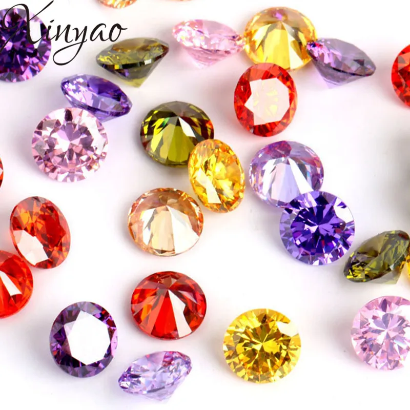 

XINYAO 50pcs/lot Cubic Zirconia Stones 4mm 6mm 8mm AAA Grade CZ Round Zircon Pedra De Zirconia Beads For Jewelry Making DIY