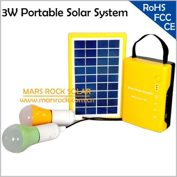 

3W Solar Power System, Portable Solar Generator for Camping/Hiking/Home Use, Mini Solar Energy Lighting System with 2 LED Lamps