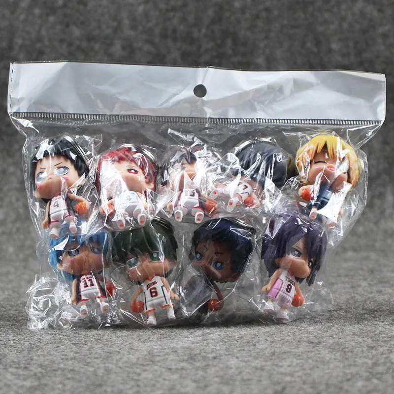 9pcs/lot 6cm Kuroko no Basket Tetsuya Kuroko Keychain Basketball PVC Action Figure Phone Strap Pendant Toy