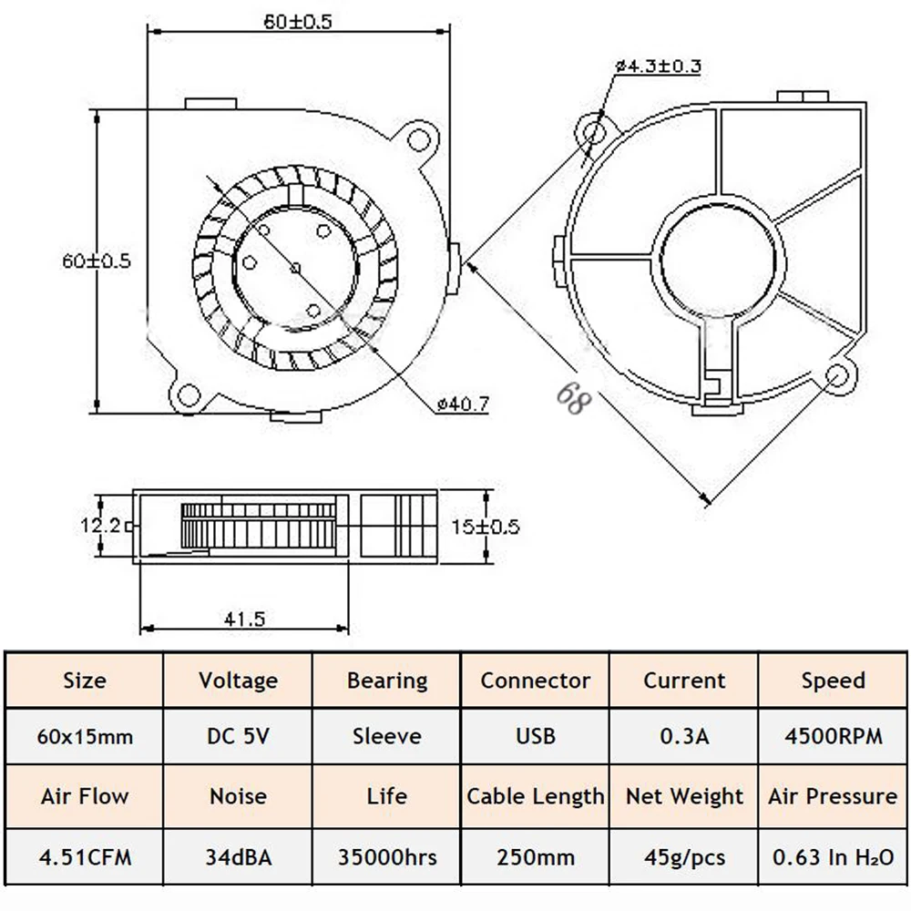 5 шт./партия вытяжной вентилятор Gdstime USB в 6 см 60 мм 60x15 мм|blower fan|exhaust blower fansexhaust |
