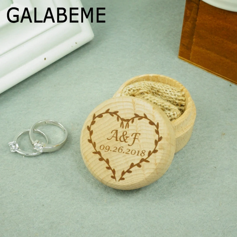Galabeme персонализированное пользовательское имя Дата сердце кольцо коробка