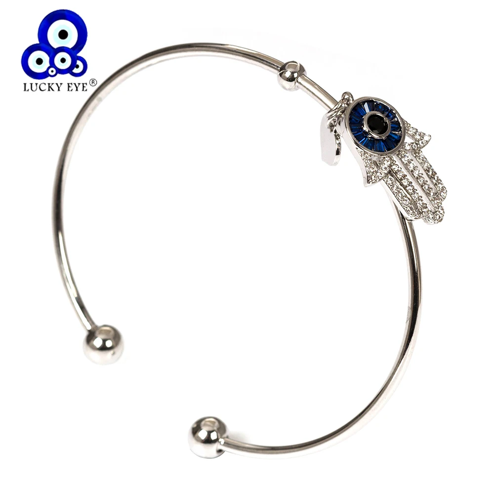 Ручной браслет Lucky Eye Hamsa Открытый из титановой стали для женщин и девушек