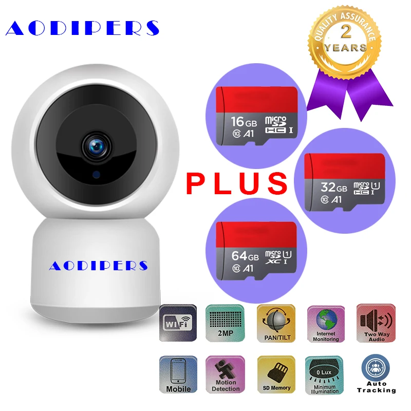 

1080P Infrared IP Camera Wifi Supports 3.6mm Lens H.264 Onvif TF card auto track function for home security Camera Baby Monitor