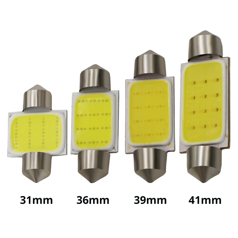 

10 pcs 31mm 36mm 39mm 41/42mm C5W LED COB 12 Chips SMD Bulbs Car Festoon Light Auto Interior Dome Light Lamps 12V White