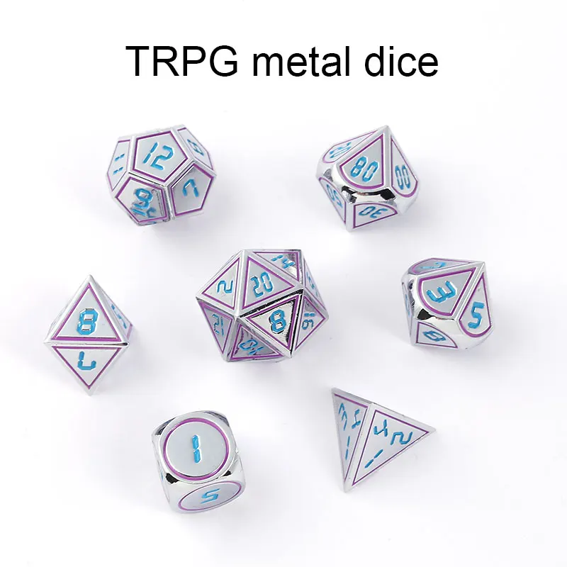 Chengshuo dnd dice metal rpg set polyhedral dungeons and dragons d20 10 8 12 table game Zinc alloy silvery dices pattern digital Chengshuo dnd dice metal rpg set polyhedral dungeons and dragons d20 10 8 12 table game Zinc alloy silvery dices pattern digital