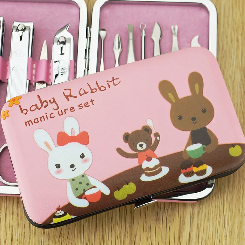 11pcs/set Cute Cartoon Nail Art Manicure Tools Kit Stainless Steel