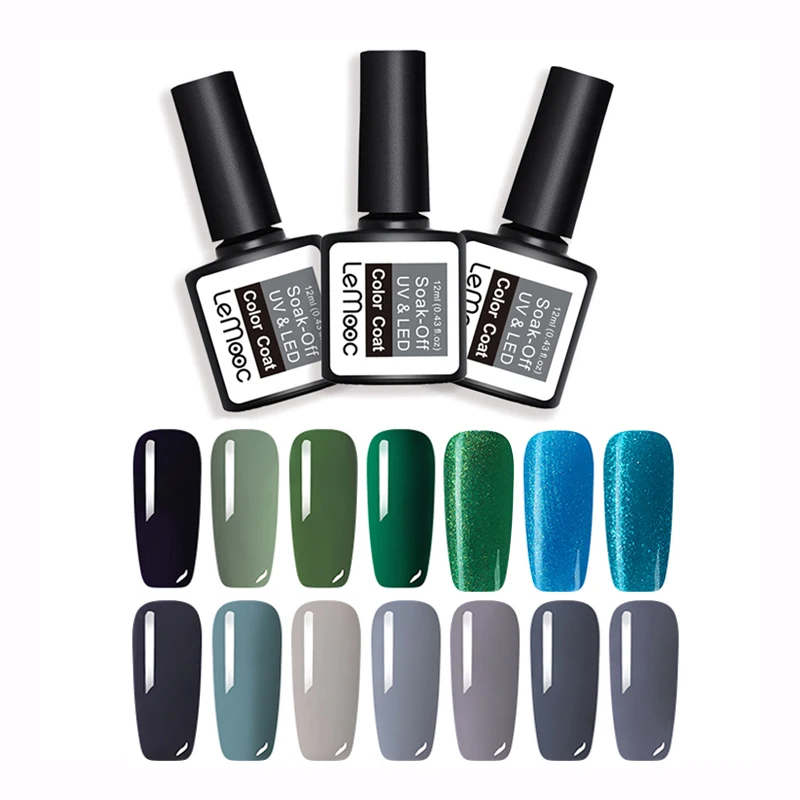 

LEMOOC 12ml Gel Nail Polish 50 Nude Color Soak Off UV Gel Lacquer Glitter Shimmer Nail Varnish Nail Art Manicure