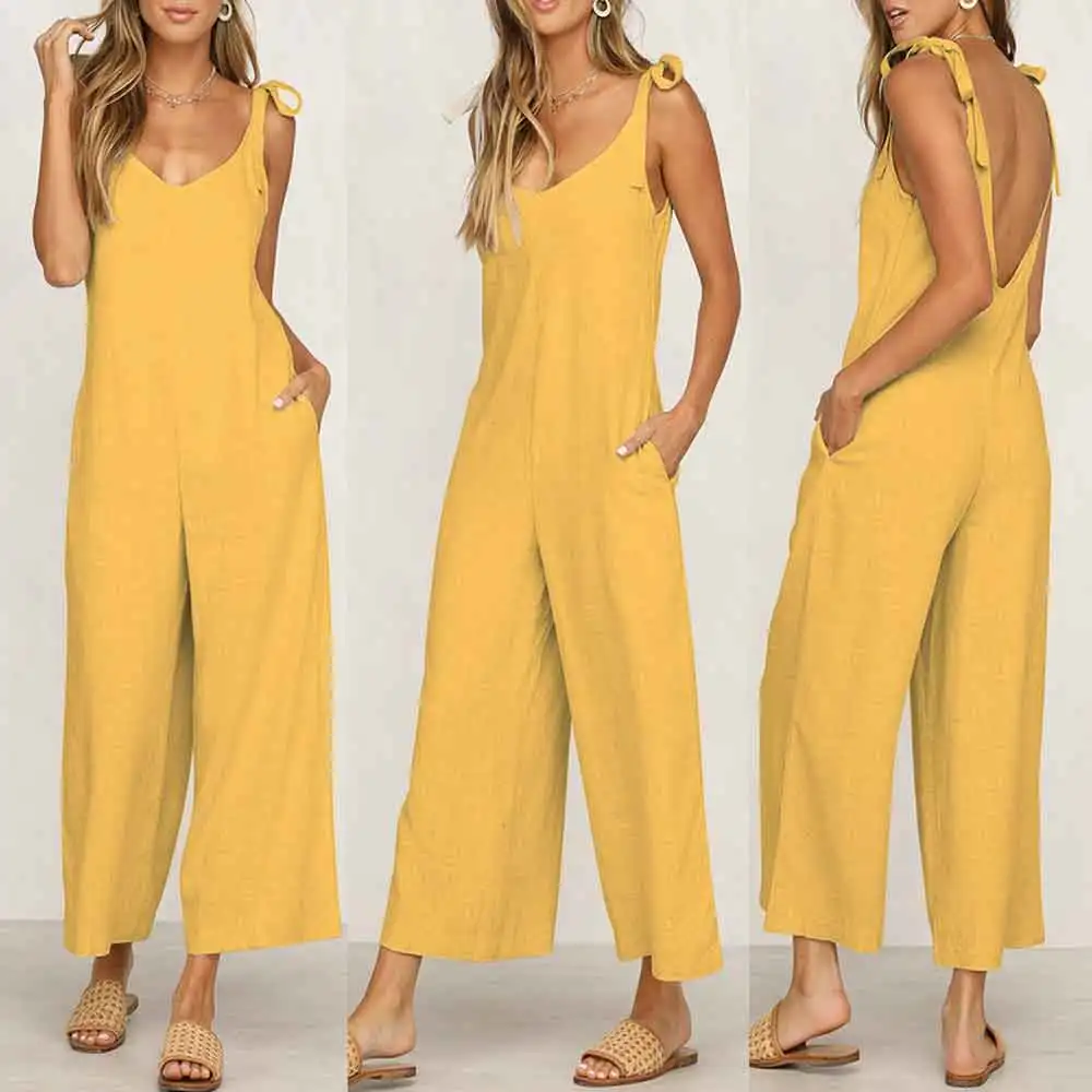 Summer Women's Loose Strapless Sexy Jumpsuit Backless Women's Sleeveless Jumpsuit Autumn Fashion Wide Leg Solid Color Jumpsuit (2)