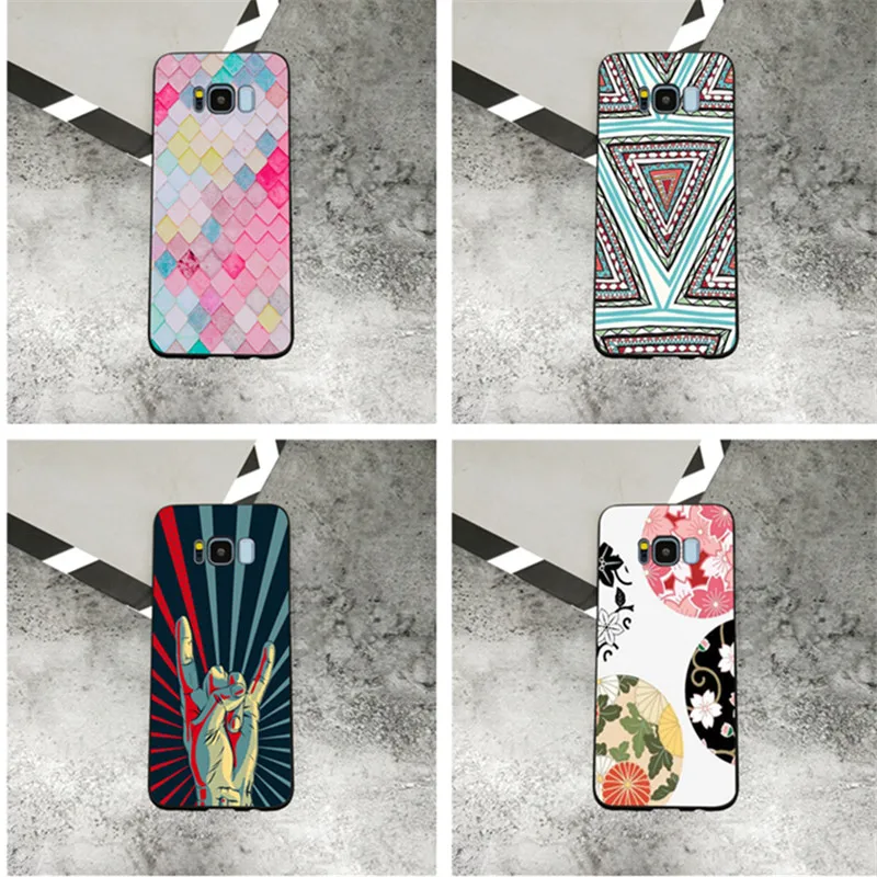 Fish scale geometric mobile phone sets apply to Samsung Galaxy S5 S6 S6edge S7 S8 S8 Plus S9 Plus