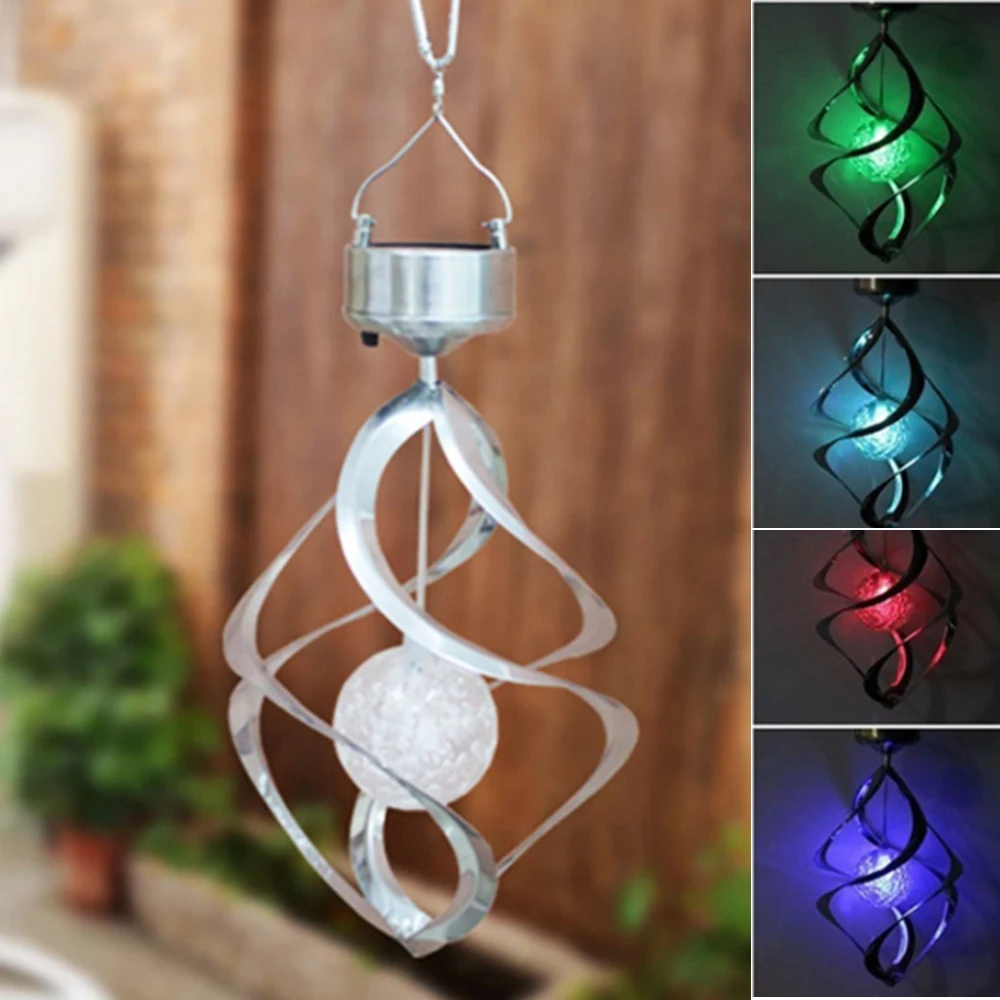 

LED Lamp Hanging Wind Chime Light Outdoor Solar Lamps Solar Power lights Wind Spinner Holiday wedding Party Solar Garden Light