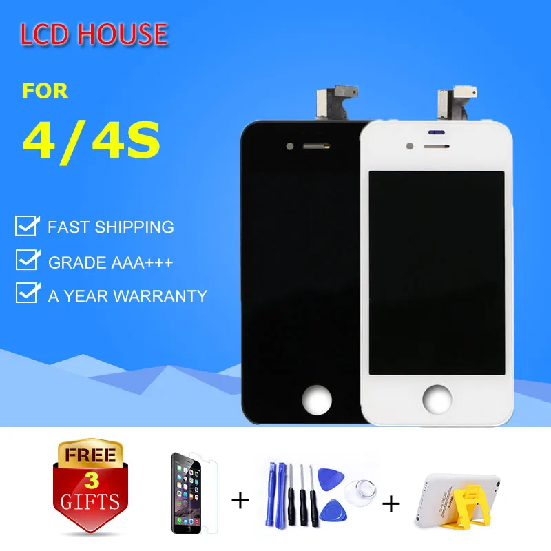 

AAA+ LCD For iPhone 4 Screen For iPhone 4S Display Assembly Touch Digitizer Replacement Complete Pantalla Display A1431 A1387