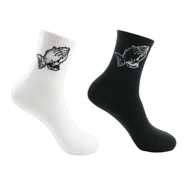 Мужские брендовые белые длинные носки Хесус Христос Молитесь милость руки скейтборд хип-хоп баскетбольные мужские хлопковые черные носки