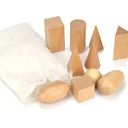 Шт. 10 шт. деревянные геометрические Твердые 3D геометрические фигуры Монтессори Обучение Образование математические игрушки для детей