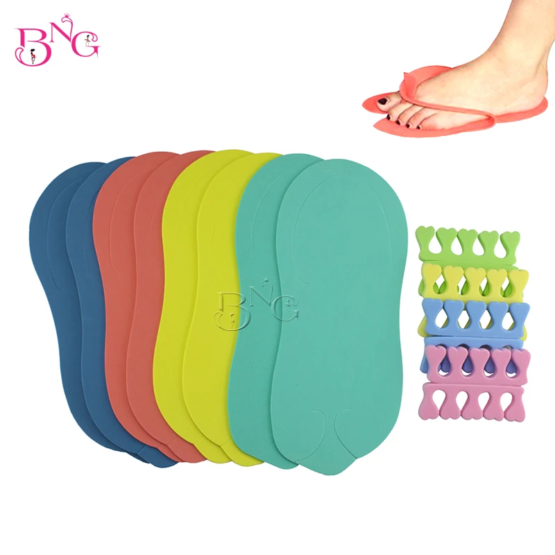 

BNG 4Pairs Eva Disposable Pedicure Salon Slippers+ 4pairs Finger Toe Separators Gel Toe Stretchers Manicure Kit Salon Nail Spa