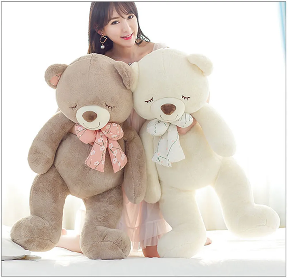 Fancytrader Soft Jumbo Teddy Bear Doll Giant Stuffed Sleeping Face Bear with Bow Plush Toys13
